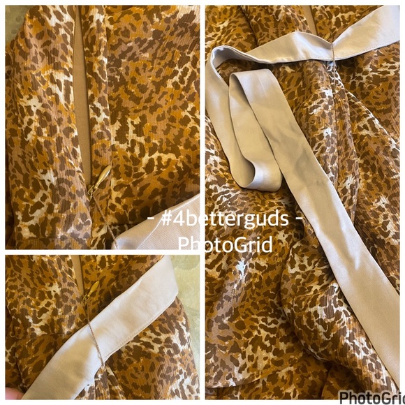 NEW Paige Tia Silk Belted Ruffle Leopard Animal Print Caramel Spice Mini Dress L - Picture 12 of 16